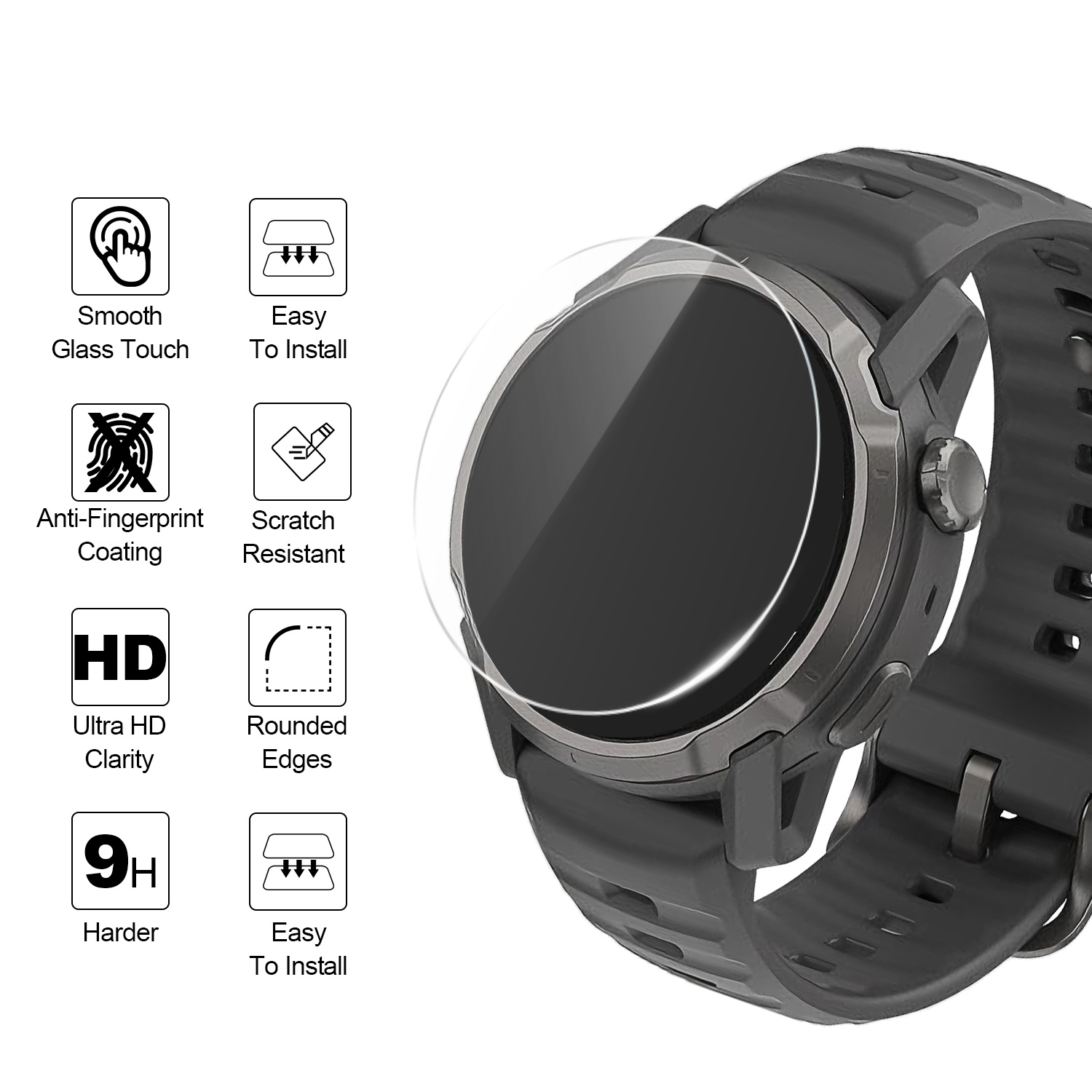 2Pcs Watch Protectors for Coro - Tempered Glass Screen 9H บทวิจารณ์และราคา