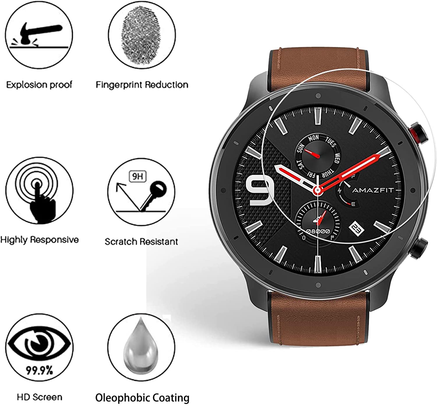 9H Tempered Glass Film For Ama - Smartwatch Screen Film บทวิจารณ์และราคา